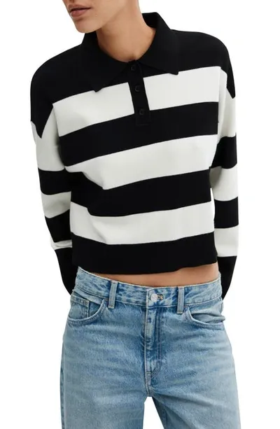 Mango Women's Striped Polo-neck Sweater In Black