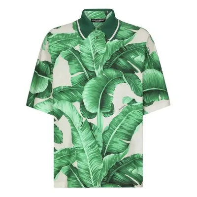 Dolce & Gabbana Banana-tree Print Oversize Polo Shirt In プリント