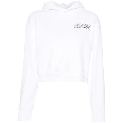 Sporty And Rich Logo-print Cotton Hoodie In White