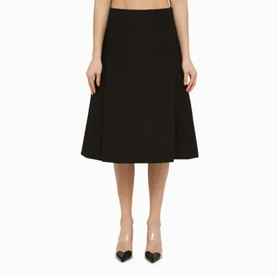 Marni Black Cotton Flared Midi Skirt