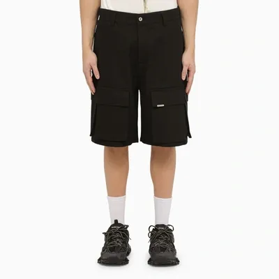 Represent Black Cotton Cargo Bermuda