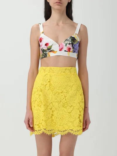 Dolce & Gabbana Floral-print Cotton Crop Top In Multicolour