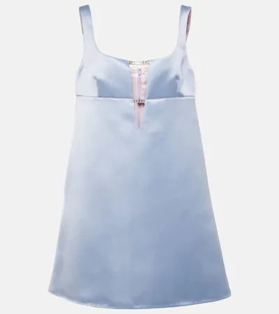 Nina Ricci Crystal-embellished Satin-finish Dress In Light Blue