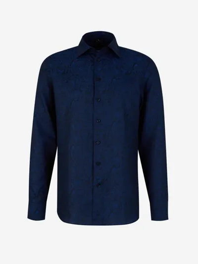 Etro Paisley Motif Shirt In Navy Blue