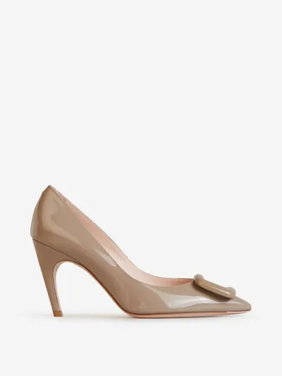 Roger Vivier Viv' Choc Lacquered Buckle Pumps In Brown