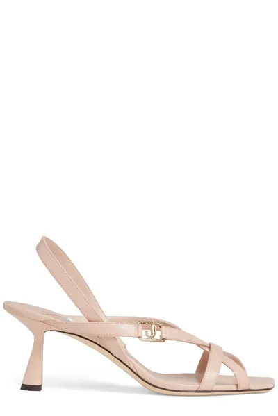 Jimmy Choo Jess Leather Crisscross Slingback Sandals In Pink