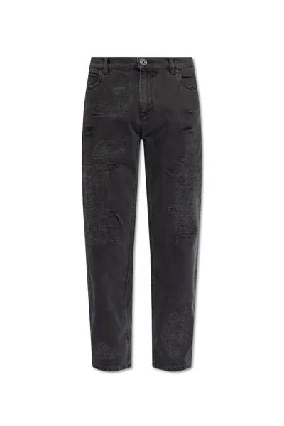 Balmain Straight Leg Cargo Jeans In Grey