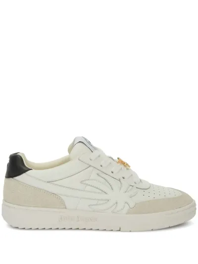 Palm Angels Palm Beach University Leather Sneakers In Grey