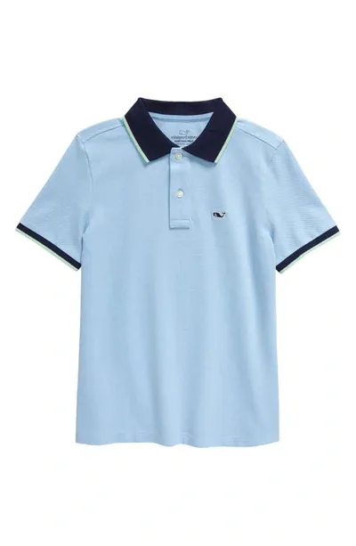 Vineyard Vines Kids' Tipped Cotton Piqué Polo In Jake Blue