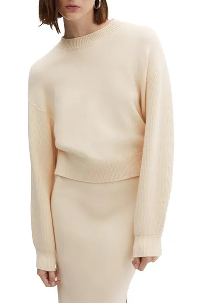 Mango Drop Shoulder Sweater In Ecru