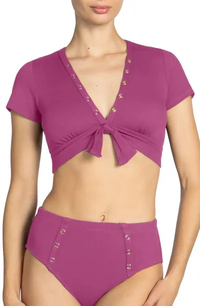 Robin Piccone Amy Crop Bikini Top In Lotus