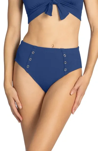 Robin Piccone Amy High Waist Bikini Bottoms In Blueberry