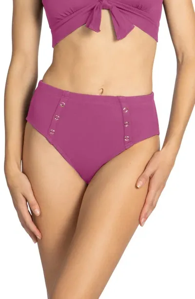 Robin Piccone Amy High Waist Bikini Bottoms In Lotus