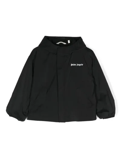 Palm Angels Kids' Overlogo Hooded Jacket In Black