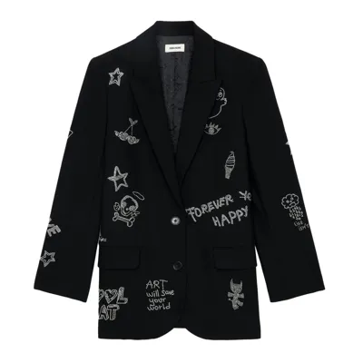 Zadig & Voltaire Blazer Viva Strass Noir