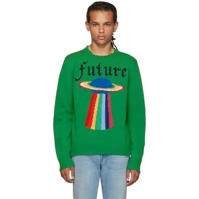 Gucci Future Ufo Wool Crewneck Sweater, Green