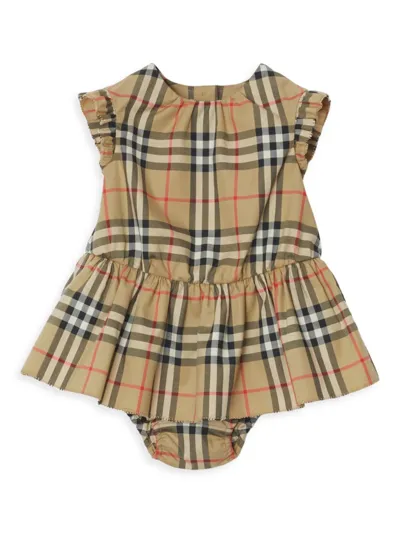 Burberry Baby Girl's Leana Check Dress In Archive Beige Check