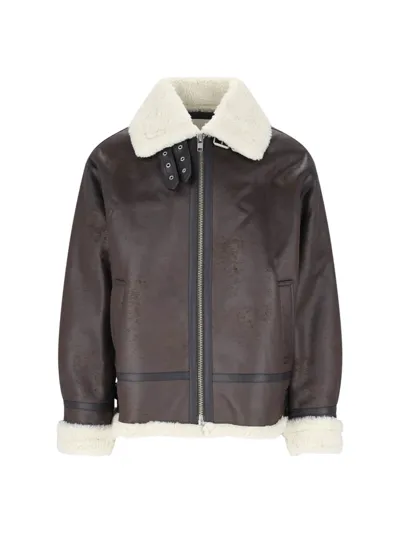 Dunst Loose Fit Unisex Shearling Jacket In Brown