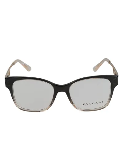 Bulgari Perforated Temple Clear Lens Glasses In 5450