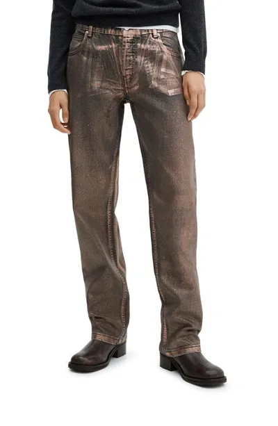 Mango Straight Foil Jeans Copper