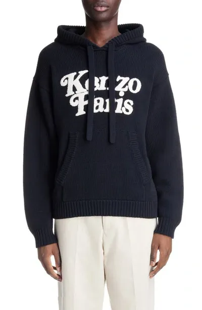 Kenzo Verdy Logo Hooded Cotton Sweater In 99j