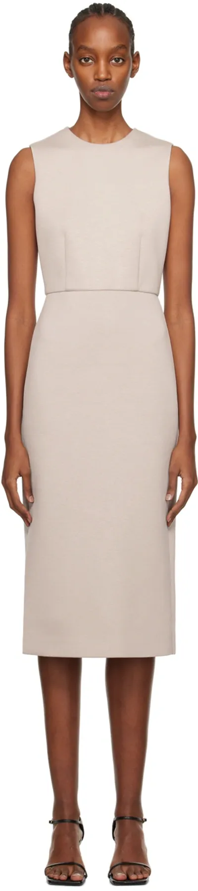 Max Mara Taupe Maremar Midi Dress In 005 Ecru