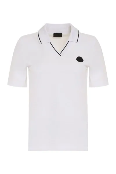 Moncler Cotton-piqué Polo Shirt In White