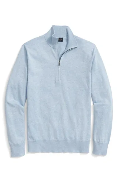 Brooks Brothers Supima Cotton Half-zip Sweater In Light Blue Heather