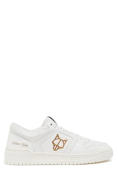 Naked Wolfe Cm-01 Branded Leather Low-top Trainers In Triple White Leather