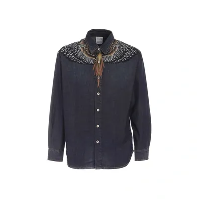 Marcelo Burlon County Of Milan Marcelo Burlon Grizzy Wings Denim Shirt In Blue