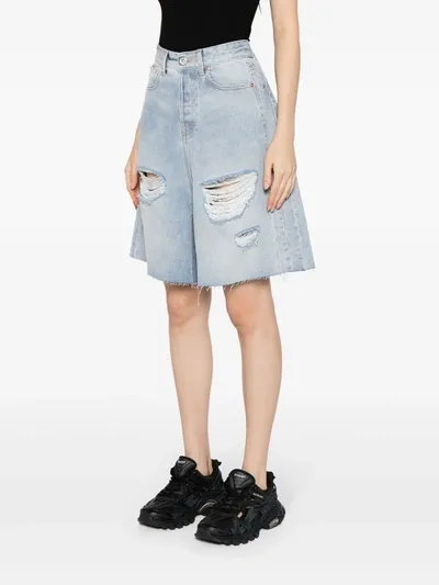 Vetements Blue Destroyed Baggy Denim Shorts