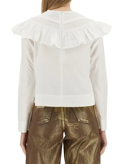 Ganni Ruffle Shirt In White