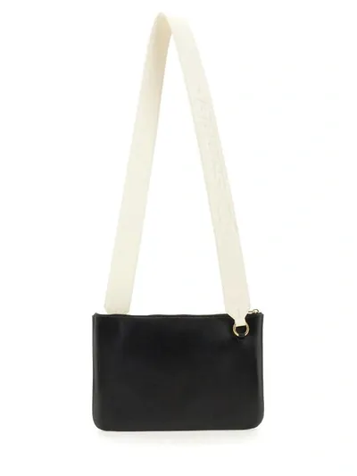 Jil Sander Lg Leather Link Bag In Black