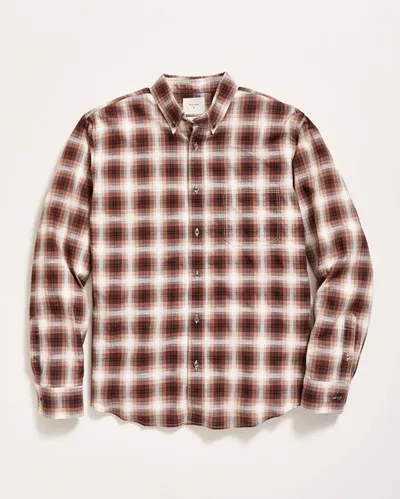 Billy Reid Textural Plaid Tuscumbia Shirt Button Down In Bark/multi