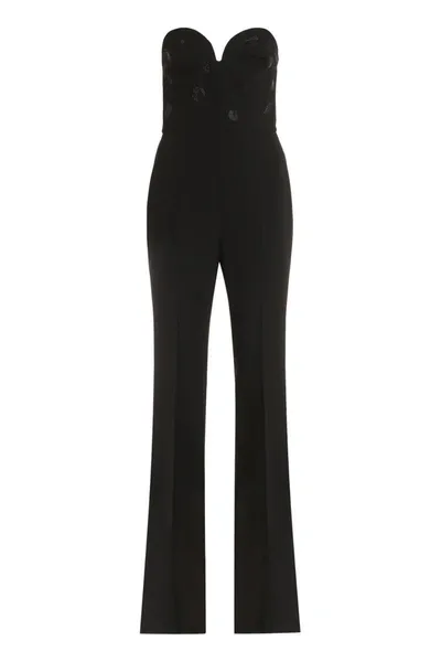 Max Mara Studio Zeda Belted Cady Jumpsuit In Black