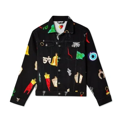 Sky High Farm Workwear Printed Denim Jacket In Black