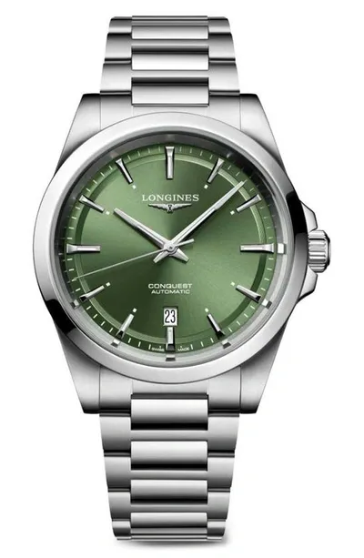 Longines Mens Sunray Green L3.830.4.02.6 Conquest Stainless-steel Automatic Watch In No Color