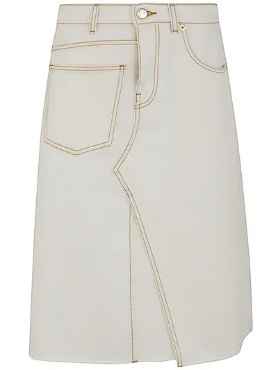 Tory Burch Denim Deconstructed Skirt In Weiss