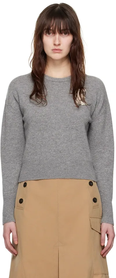 Erdem Bead-embellished Merino Wool Sweater In Grey Melange