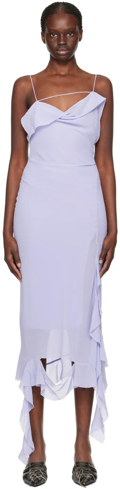 Acne Studios Ruffle-detailed Midi Dress In Lilac Purple