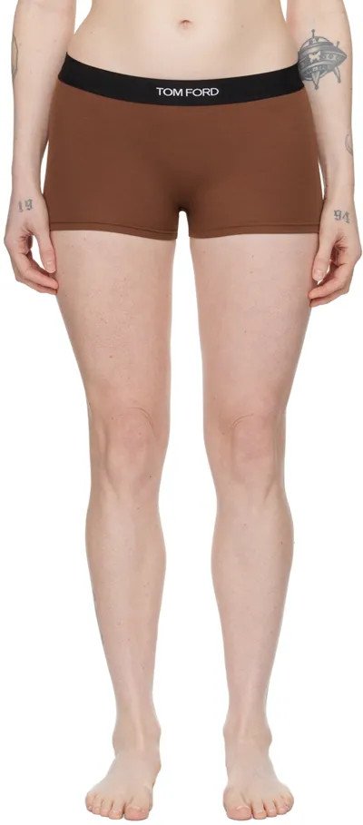 Tom Ford Brown Signature Boy Shorts In Kb561 Cocoa