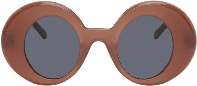 Loewe Red Oversized Round Sunglasses In Shiny Red / Smoke