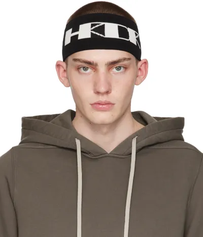 Rick Owens Drkshdw Black 'hrdr' Headband In Black & Pearl