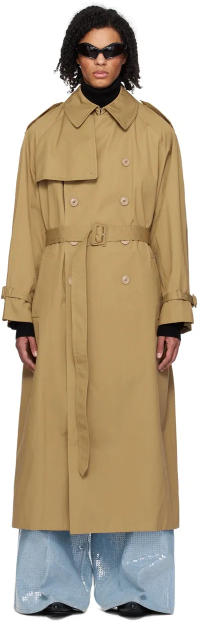 Vetements Tan Oversized Trench Coat In Beige