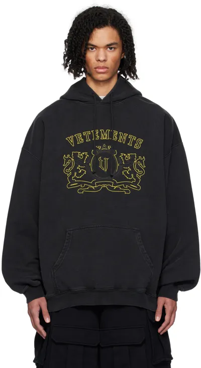 Vetements Black Royal Hoodie In Black / Yellow