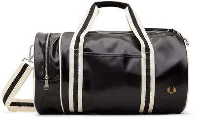 Fred Perry Navy & White Classic Barrel Duffle Bag In Black Fabric