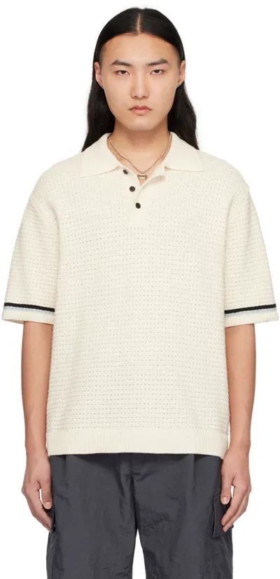 Solid Homme Off-white Stripes Polo In 610e Beige