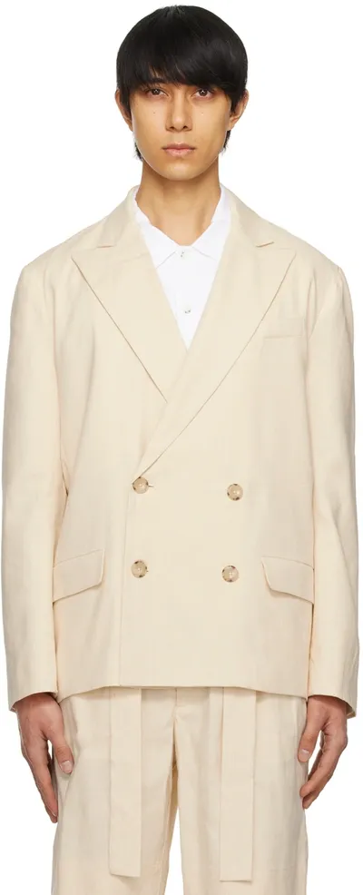 Commas Off-white Double-breasted Blazer In Cream