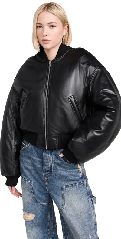 Marc Jacobs Cropped Bomber Jacket In Black