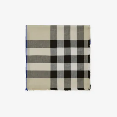 Burberry Check Cashmere Silk Scarf In Lichen